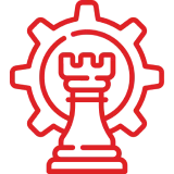 Red rook and gear icon