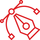 Vector pen tool icon in red